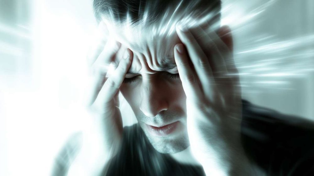Un homme souffrant de migraine